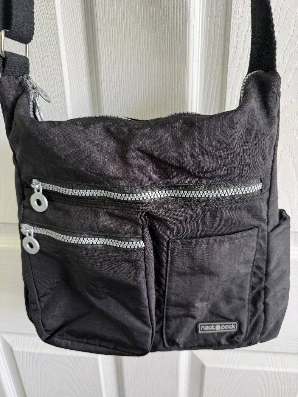 Neat Pack Womens Black Nylon Crossbody Bag with Anti Theft RFID Pocket